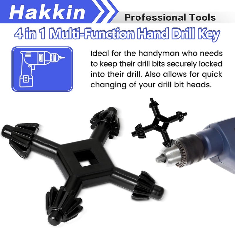 Hakkin 2Pcs 4 in 1 Drill Chuck Key Hand Drill Chuck Wrench, 1/4”, 3/8”, 1/2”, 5/8”, 3/4”, 1” Universal Chuck Key Power Drilling Tool for Home Improvement Repair Tools (Size L+S1) - Image 4